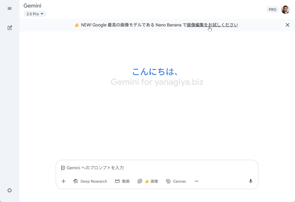 Nano Banana(Gemini)画像編集の試用画面