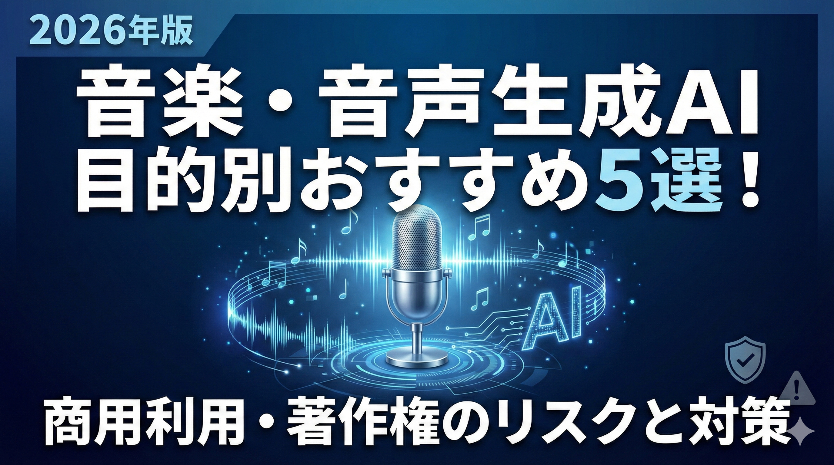 【2026年】音楽・音声生成AI 目的別おすすめ5選!商用利用・著作権のリスクと対策