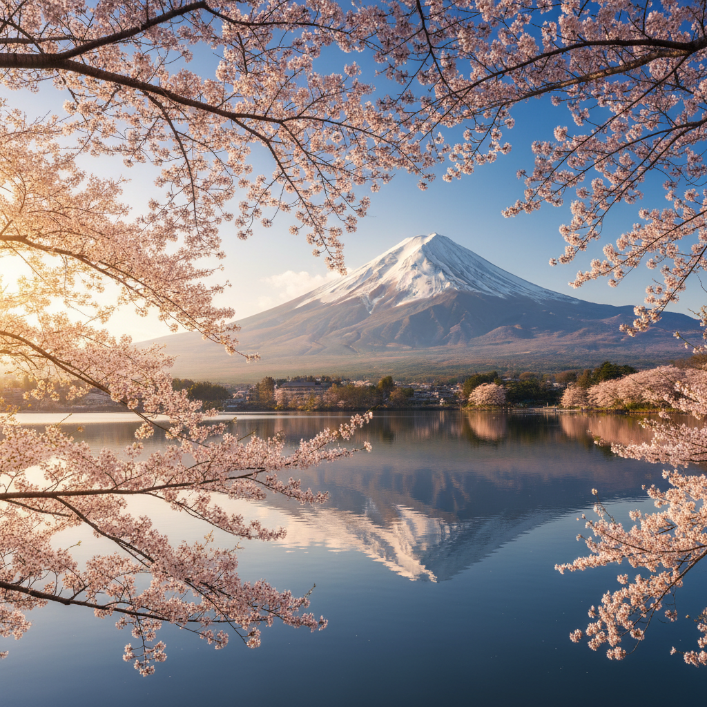 富士山と桜の日本らしい風景