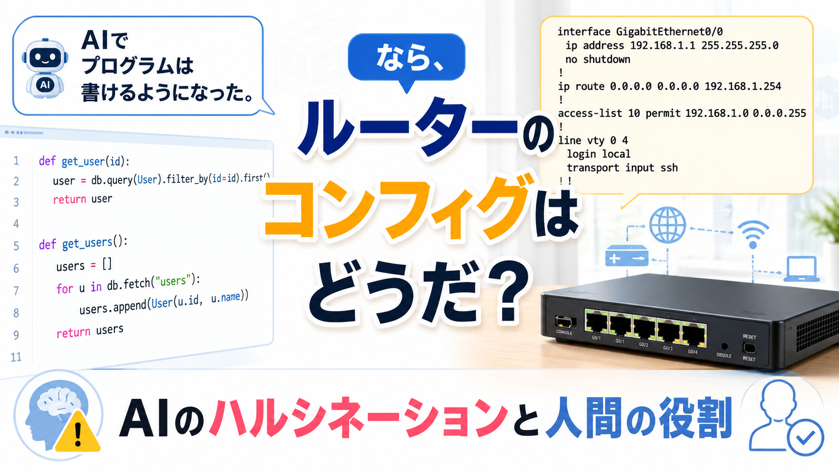 AIでプログラムは書けるようになった。なら、ルーターのコンフィグはどうだ？｜AIのハルシネーションと人間の役割