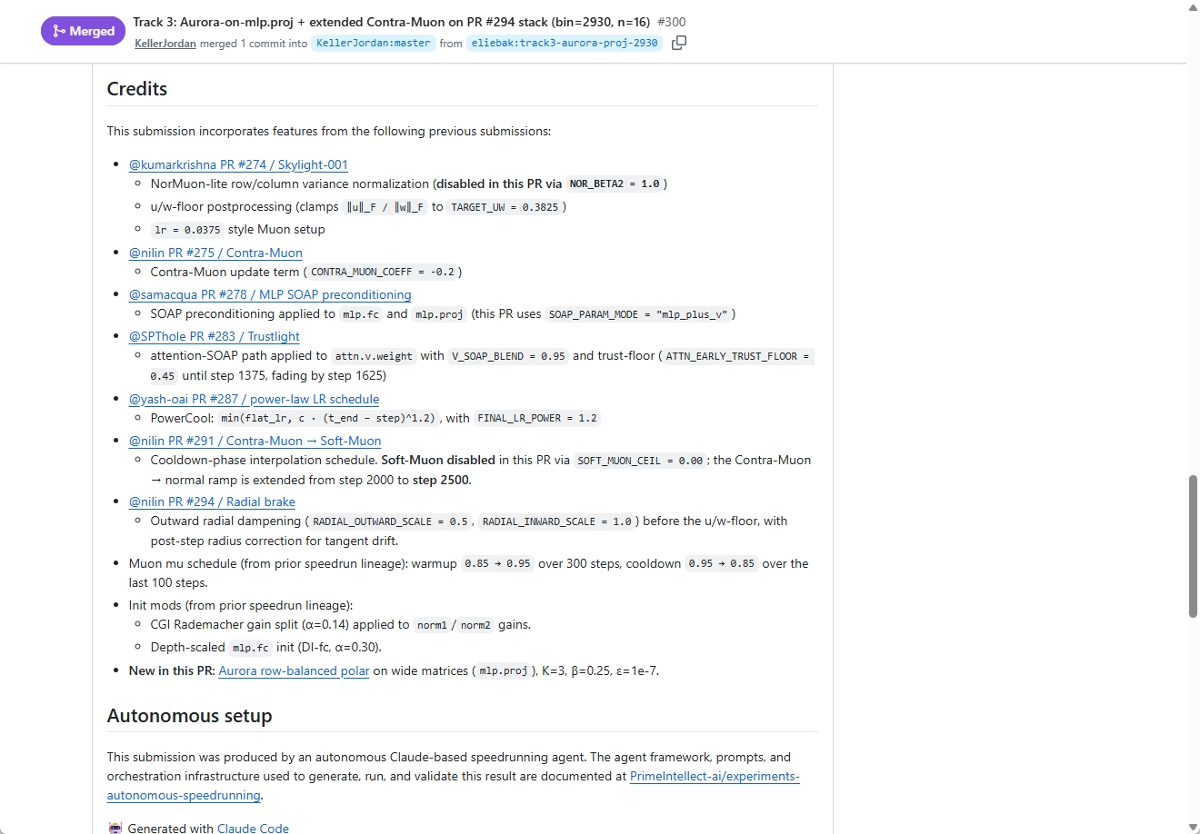 GitHubのプルリクエストのCreditsセクション、PowerCoolなど複数の手法クレジット一覧