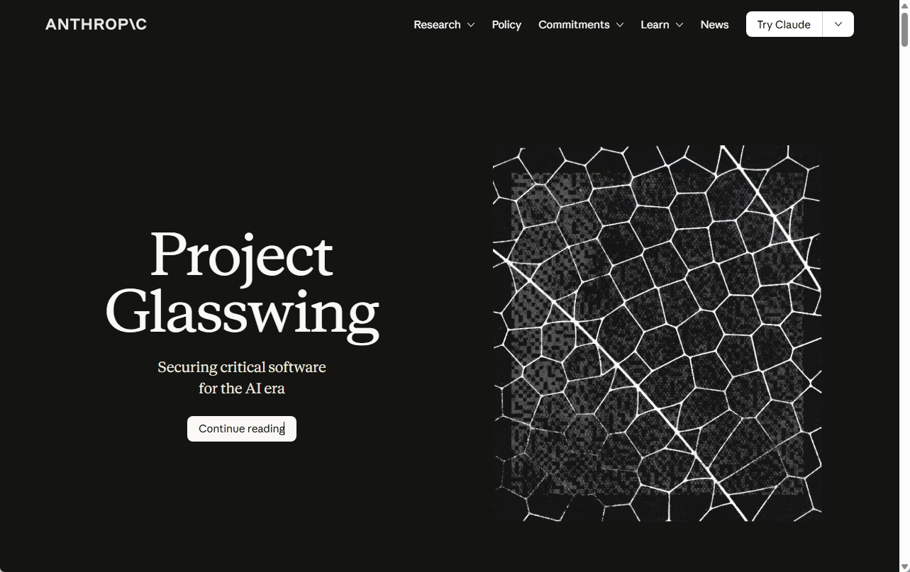Anthropicの取り組み「Project Glasswing」のトップページ