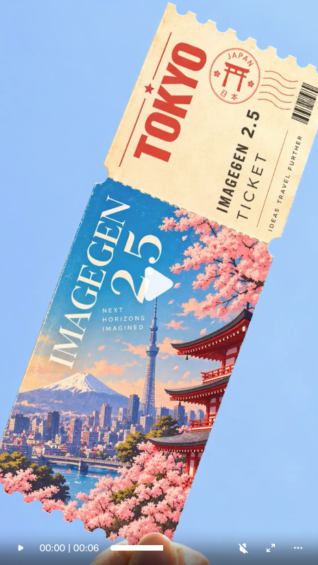 「TOKYO」チケット風デザインで東京スカイツリーと富士山、桜を描いたImageGen 2.5の生成画像