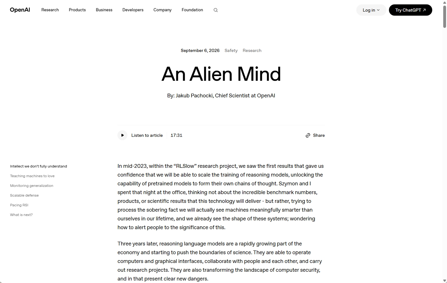 OpenAI主任科学者によるAn Alien Mind