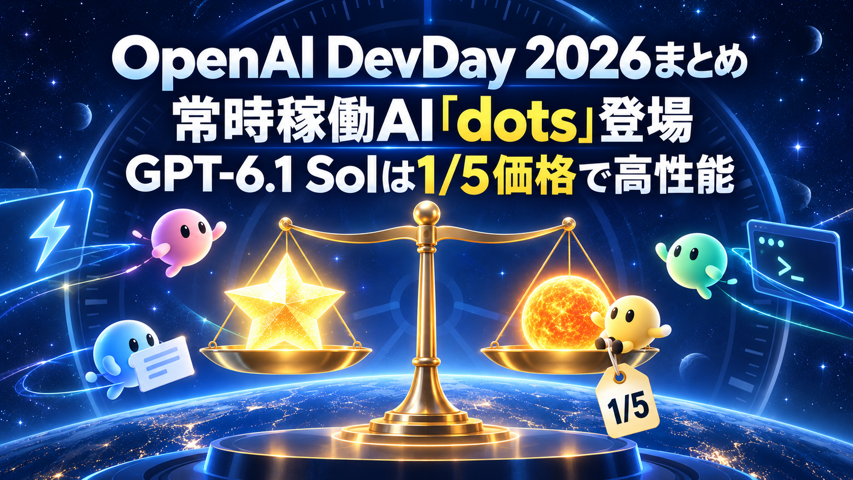 OpenAI DevDay 2026まとめ：常時稼働AI「dots」登場、GPT-6.1 Solは1/5価格で高性能