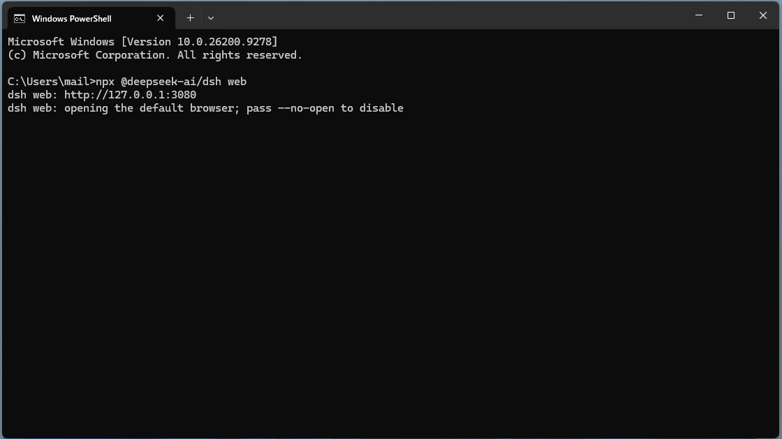 コマンドプロンプトからDeepSeek Harnessを起動します。