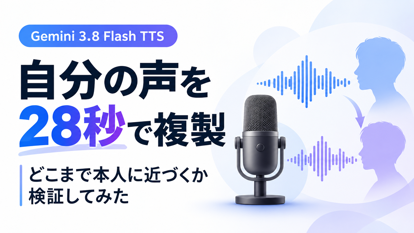 Gemini 3.8 Flash TTSで自分の声を28秒で複製｜どこまで本人に近づくか検証してみた