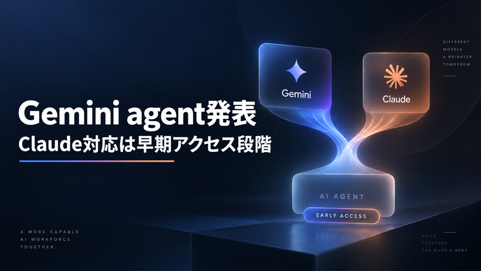 Gemini agent発表、Claude対応は早期アクセス段階